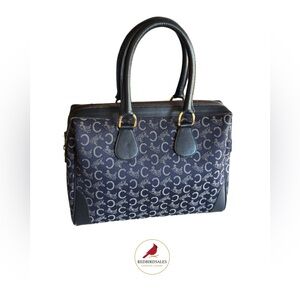 Celine Vintage C Carriage Monogram Boston Bag Blue